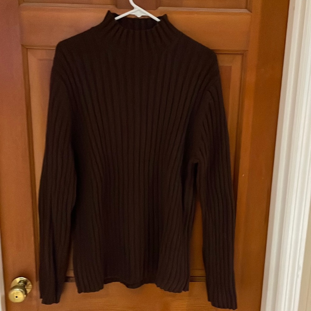 Men’s Express Ribbed Cotton Mock Turtle neck Sweater. Sz L